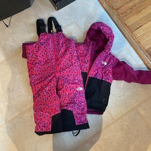 Toddle pink leopard print Northface snowsuit